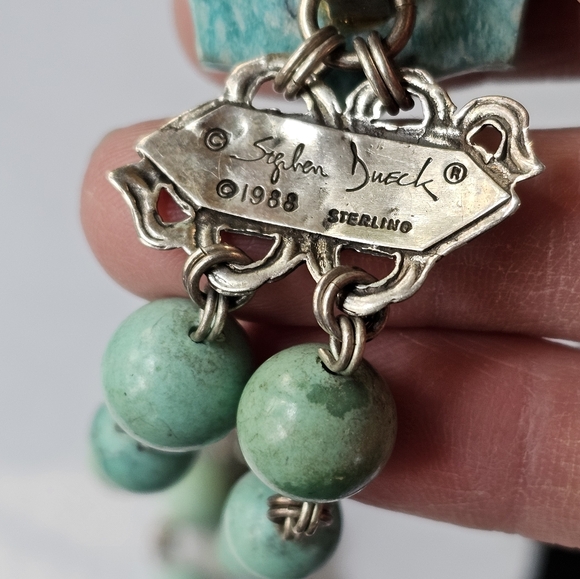 RARE! Autentic 1988 Stephen Dweck Sterling Silver Turquoise Clip on Earrings! - Picture 3 of 8